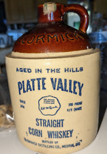 1959 Vintage McCormick Platte Valley Straight Corn Whiskey Jug with Cork & Label picture