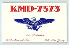 CB Radio QSL Card KMD-7573 Earl Richardson Lodi New Jersey Postcard F1 picture