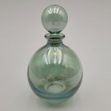 Round Iridescent Light Emerald Green Glass Art Perfume Bottle picture