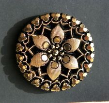 Bb Very Large Vintage LACY BLACK GLASS BUTTON backmarked: La Mode picture