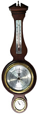 Vintage Airguide Nice Dark Wooden Banjo Style Barometer with Thermometer 20.5in picture