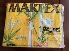 VINTAGE MARTEX PERCALE FULL FITTED SHEET  Yellow Bamboo Floral 54
