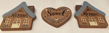 Homco Home Sweet Home Wall Plaques Set Of Three Vintage Cottagecore Decor  picture