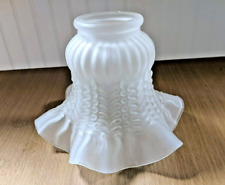 Vintage Frosted Glass Light Shade Ruffled Petticoat Lamp Fan Replacement Sconce picture