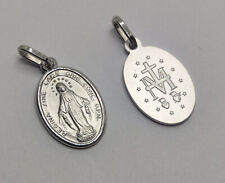Miraculous Medal Charm Oxidized 925 Sterling Silver Our Lady Pendant 0.67 inch picture