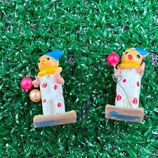Lot of 2 Vintage Mini Plastic Clown With Balloons 1 inch picture