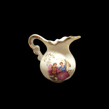 Vintage Ardco Porcelain Courting Couple Victorian Gold Miniature Pitcher Creamer picture