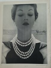 1956 marvella medley pearl necklace earrings real look vintage jewelry ad picture