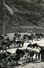 Sogn, Gudvangen Norway Horse And Buggies River Vintage Real Photo RPPC Post Card picture