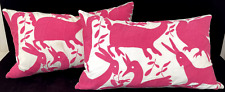 Fanciful Bright Pink Throw Pillows with Embroidered Animals 13