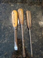 3 Antique Vintage Wood * Metal Screwdrivers W.h.p. Federal Perfect Handle  picture