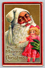 c1910 White Santa Claus Pink Doll Merry Christmas P778 picture