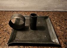 Vintage Large Galvanized Tin Single Candle Holder picture