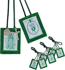 Green Scapular, 3 Pack Bulk Scapulars Catholic of Immaculate Heart of Mary Green picture