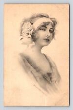 Pretty Lady Signed Schlesinger Bros Postcard 1914 sent to Chambersburg PA picture