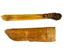 Original Native American Indian Animal Bone Knife; with Rare Birch Bark Scabbard picture