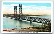 Postcard Carlton Bridge over Kennebec River, Bath ME (alt) J109 picture