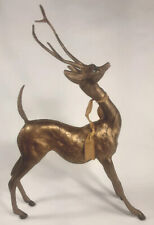 Christmas Reindeer Buck Old World Gold Marble Plastic Vintage Holiday Decoration picture