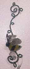 BeadWorx by Grass Roots handcrafted beaded Bumble Bee/green vine wall vase picture