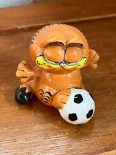 Orange GARFIELD the Cat Kicking Soccer Ball Ceramic Figurine – 2.5 inches high x picture