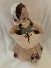 Vintage DeLee Dancing Dutch Girl Lady Ceramic Figure Planter Vase picture