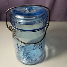 Atlas E-Z Seal Pint Fruit Jar Cornflower Blue w/Matching Lid picture