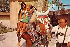 1964 Worlds Fair NY Lowenbrau Gardens German Girls on Horse 4x6 postcard CT36 picture