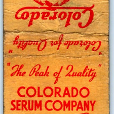 c1940s Colorado Serum Company Antihog Cholera Vaccine Serum Matchbook Cover C36 picture