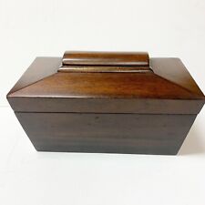 Vintage Tea Caddy Mahogany Froelich Furniture Hinge Lid Regency Style Divided picture