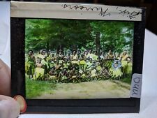 Colored Glass Magic Lantern Slide DUU FIJI NATIVES WARRIORS WITH WAR CLUBS picture