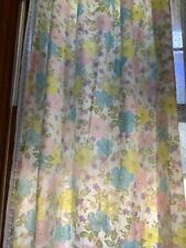 Vintage Flower Power Curtains 2 Panels and Hooks Pastels Bed Sheets Handmade picture