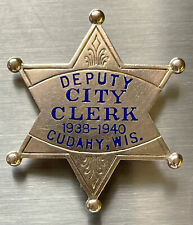 CUDAHY WI Deputy City Clerk GOLD Police Badge 1938-1940 picture