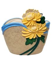 ULTRA RARE 3D  Sunflower w/ Stem & Leaves Ceramic Planter w/ Sand Texture   picture