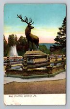 Reading PA-Pennsylvania, Deer Fountain, Scenic, Vintage Postcard picture