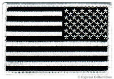 AMERICAN FLAG PATCH BLACK WHITE US REVERSE MORALE LEFT SIDE embroidered iron-on picture
