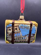 Rome Italy Nordstrom At Home Blown Glass Christmas Ornament Poland Suitcase Pisa picture