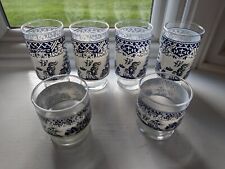 Lot of 6 Vintage Blue Willow Glasses Barware 4 Ice Tea Tumblers & 2 Juice  picture