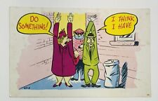 Do Something, I Think I Have Husband Wife Robbery Scene Comic Humor Postcard Vtg picture