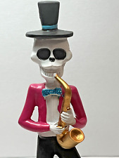 DAY OF THE DEAD FIGURINE~ playing saxophone 9.37 in picture