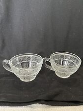Vintage Jeannette Glass Set Of 2 Doric & Pansy Clear Handled Cups picture