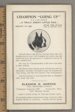 Vintage Somerville MA Boston Terrier Breeder Stud Fee Card Pedigree AKC GOING UP picture