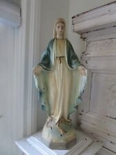 BEAUTIFUL Old Vintage MADONNA Religious Statue White & Blue 17