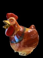 ANTIQUE SHAWNEE PATENTED  CHANTICLEAR ROOSTER MILK PITCHER GOLD TRIM - Rare picture