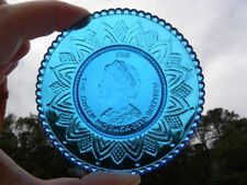Millville Art Glass MAG 1985 The Queen Mother – 85th Birthday Blue Emb Cup Plate picture