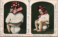 1905 Bathroom Humor Comic Postcard Little Girl on Chamber Pot 