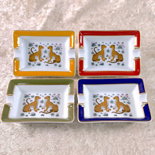 Hermes Paris Mini Ashtray Change Tray Leopard Porcelain Set of 4 No Box picture