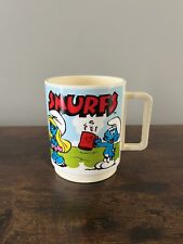 Vintage 1980 Deka Smurfs Cartoon Collectable Coffee Cup Mug Plastic picture
