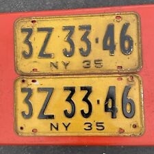 1935 NEW YORK  LICENSE PLATE  PAIR Or SET OF 2 See My Other Plates picture
