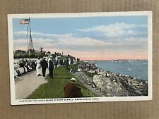 Postcard Fort Sewall Marblehead MA Massachusetts Watching Yacht Boat Races ￼ picture