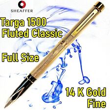 Sheaffer Targa 1005 Fountain Pen Fluted Classic 14K Gold Fine -Tested picture